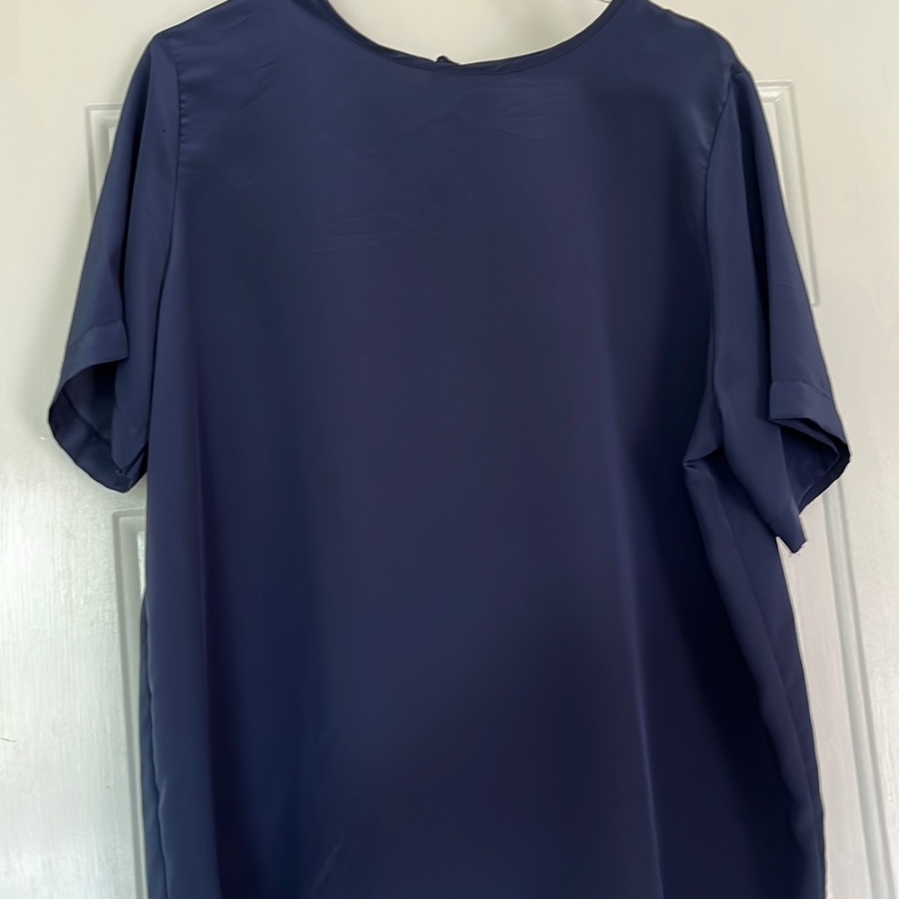 Kathie Lee Blue Short Sleeve Blouse